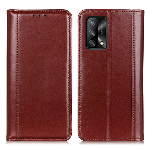 Leather Case Stands Flip Cover Holder M05L for Oppo F19 Brown
