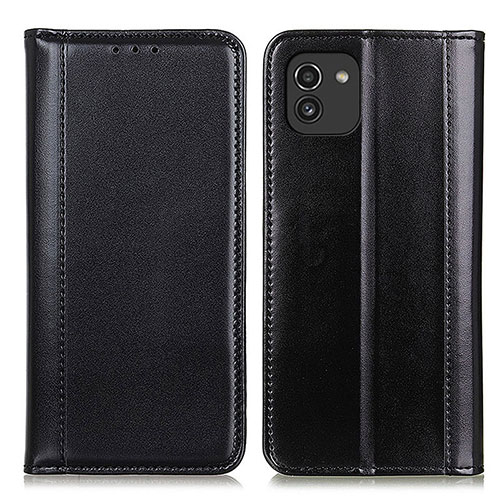 Leather Case Stands Flip Cover Holder M05L for Samsung Galaxy A03 Black