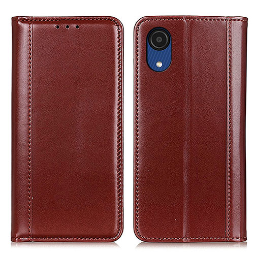 Leather Case Stands Flip Cover Holder M05L for Samsung Galaxy A03 Core Brown