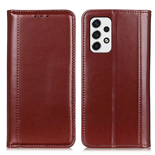 Leather Case Stands Flip Cover Holder M05L for Samsung Galaxy A53 5G Brown