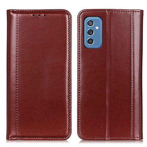 Leather Case Stands Flip Cover Holder M05L for Samsung Galaxy M52 5G Brown