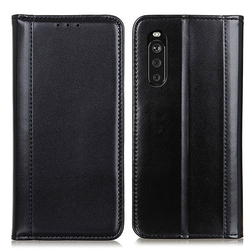 Leather Case Stands Flip Cover Holder M05L for Sony Xperia 10 III Lite Black