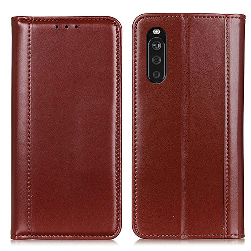 Leather Case Stands Flip Cover Holder M05L for Sony Xperia 10 III Lite Brown