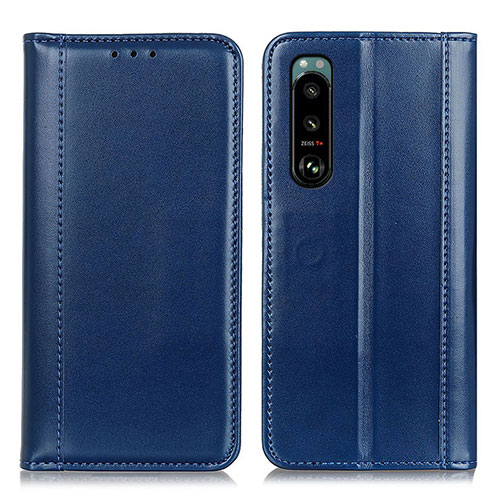 Leather Case Stands Flip Cover Holder M05L for Sony Xperia 5 III Blue