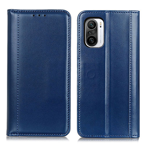 Leather Case Stands Flip Cover Holder M05L for Xiaomi Redmi K40 5G Blue