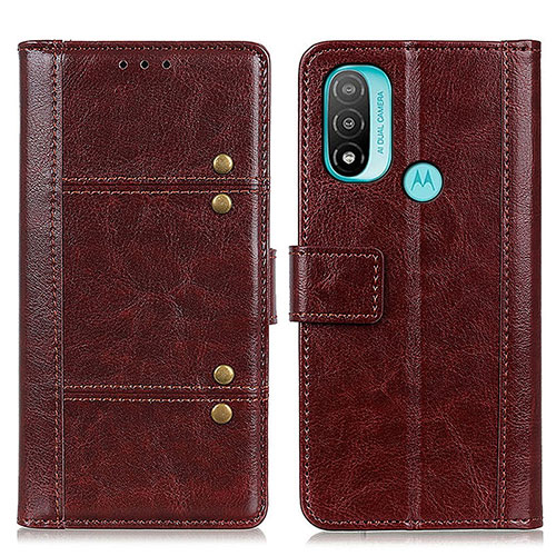 Leather Case Stands Flip Cover Holder M06L for Motorola Moto E30 Brown