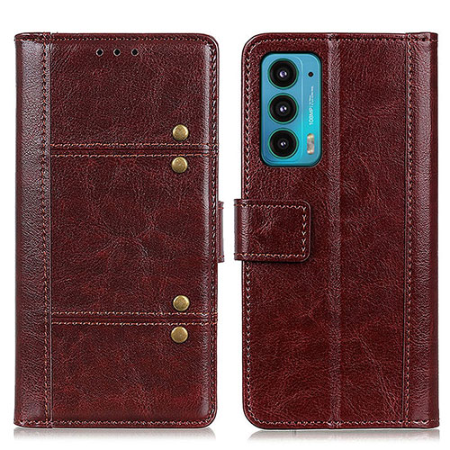 Leather Case Stands Flip Cover Holder M06L for Motorola Moto Edge 20 5G Brown