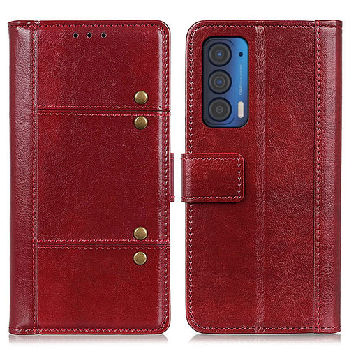 Leather Case Stands Flip Cover Holder M06L for Motorola Moto Edge (2021) 5G Red