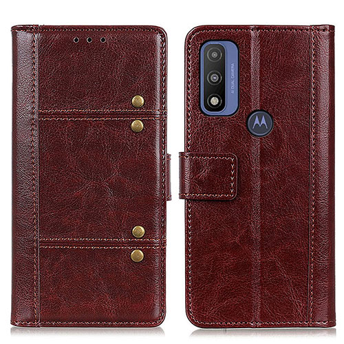 Leather Case Stands Flip Cover Holder M06L for Motorola Moto G Pure Brown