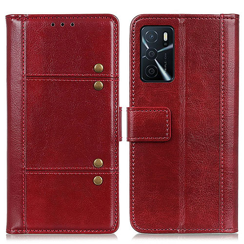 Leather Case Stands Flip Cover Holder M06L for Oppo A16s Red