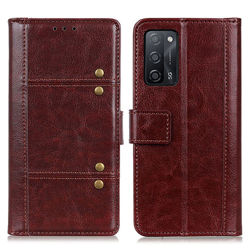 Leather Case Stands Flip Cover Holder M06L for Oppo A53s 5G Brown