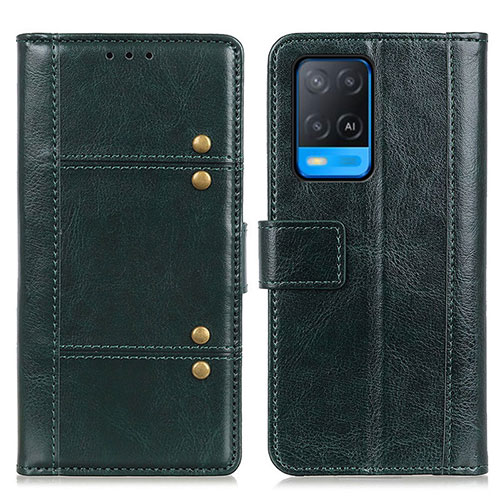 Leather Case Stands Flip Cover Holder M06L for Oppo A54 4G Green