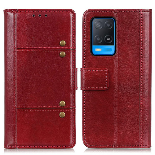 Leather Case Stands Flip Cover Holder M06L for Oppo A54 4G Red