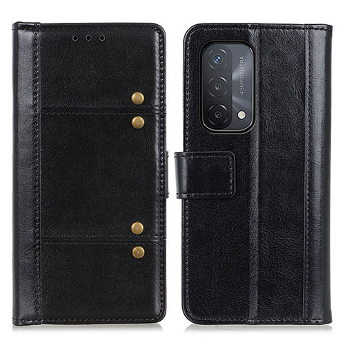 Leather Case Stands Flip Cover Holder M06L for Oppo A54 5G Black