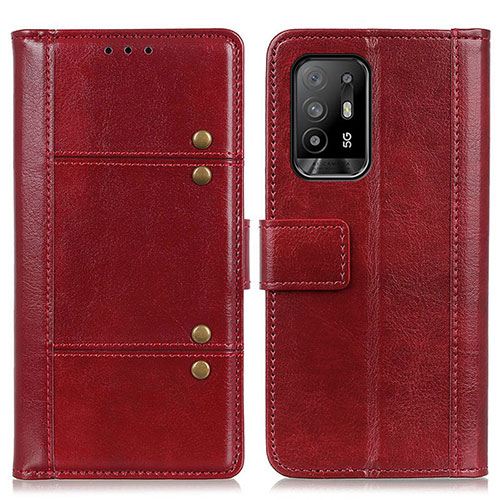 Leather Case Stands Flip Cover Holder M06L for Oppo A94 5G Red