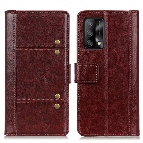 Leather Case Stands Flip Cover Holder M06L for Oppo F19s Brown