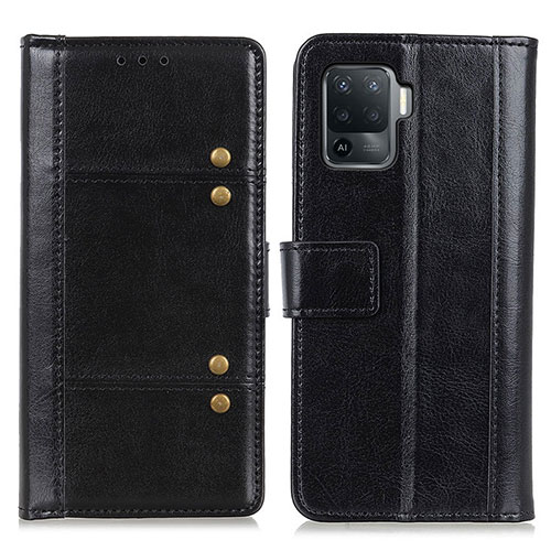 Leather Case Stands Flip Cover Holder M06L for Oppo Reno5 F Black