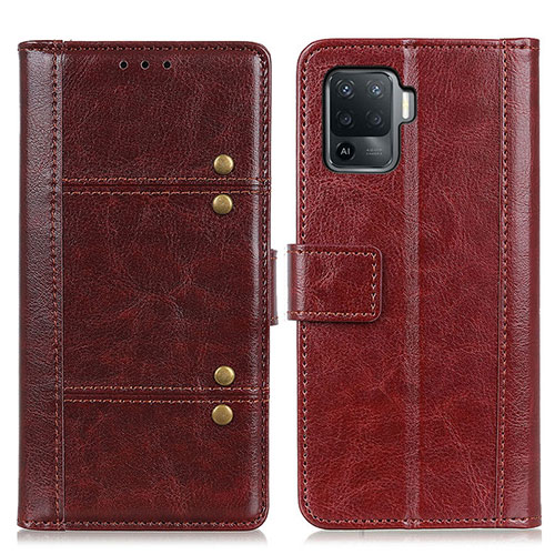 Leather Case Stands Flip Cover Holder M06L for Oppo Reno5 F Brown