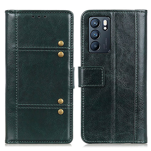 Leather Case Stands Flip Cover Holder M06L for Oppo Reno6 5G Green