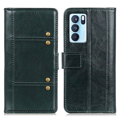 Leather Case Stands Flip Cover Holder M06L for Oppo Reno6 Pro 5G India Green