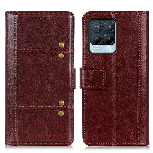 Leather Case Stands Flip Cover Holder M06L for Realme 8 4G Brown