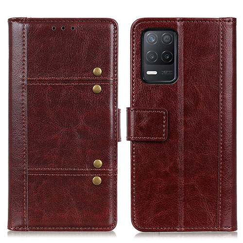 Leather Case Stands Flip Cover Holder M06L for Realme 8s 5G Brown