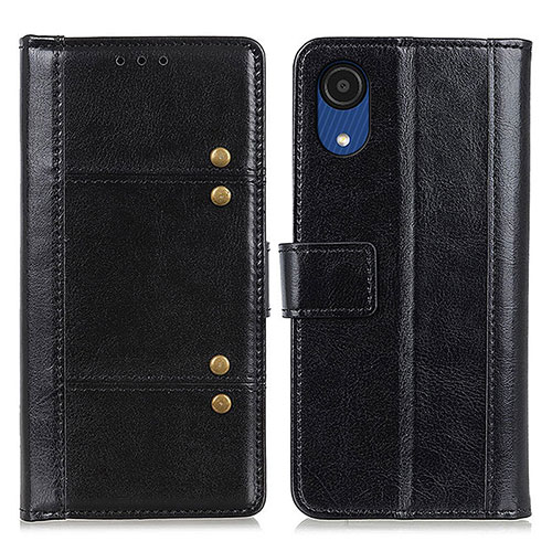 Leather Case Stands Flip Cover Holder M06L for Samsung Galaxy A03 Core Black