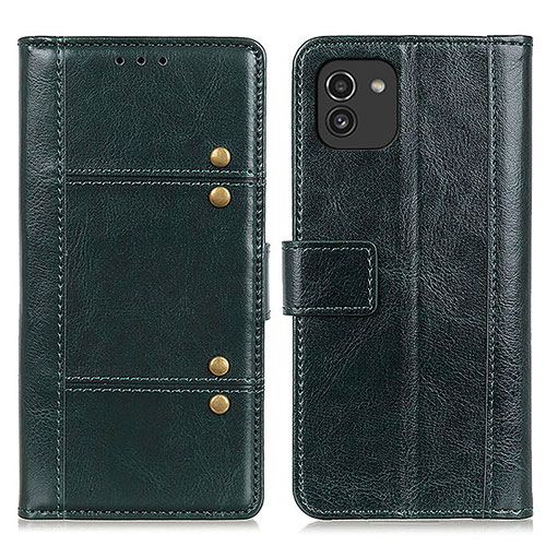 Leather Case Stands Flip Cover Holder M06L for Samsung Galaxy A03 Green