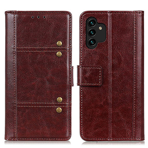 Leather Case Stands Flip Cover Holder M06L for Samsung Galaxy A13 4G Brown