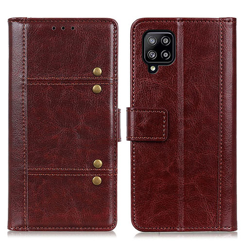 Leather Case Stands Flip Cover Holder M06L for Samsung Galaxy A22 4G Brown