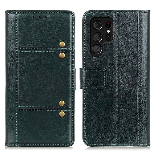 Leather Case Stands Flip Cover Holder M06L for Samsung Galaxy S23 Ultra 5G Green