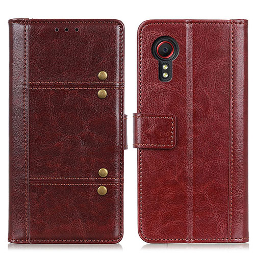 Leather Case Stands Flip Cover Holder M06L for Samsung Galaxy XCover 5 SM-G525F Brown