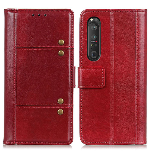 Leather Case Stands Flip Cover Holder M06L for Sony Xperia 1 III Red