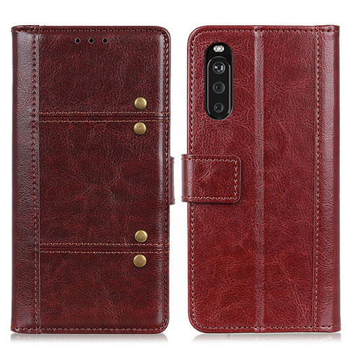 Leather Case Stands Flip Cover Holder M06L for Sony Xperia 10 III Lite Brown