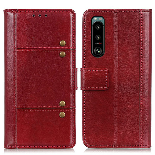 Leather Case Stands Flip Cover Holder M06L for Sony Xperia 5 III Red