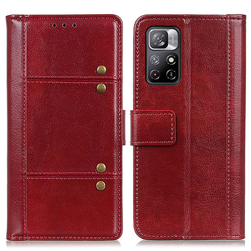 Leather Case Stands Flip Cover Holder M06L for Xiaomi Poco M4 Pro 5G Red