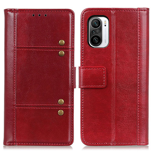 Leather Case Stands Flip Cover Holder M06L for Xiaomi Redmi K40 Pro+ Plus 5G Red