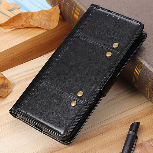 Leather Case Stands Flip Cover Holder M06L for Xiaomi Redmi Note 10 4G Black