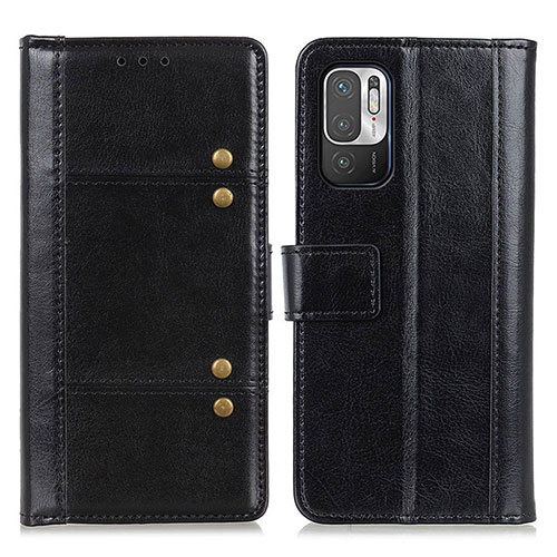 Leather Case Stands Flip Cover Holder M06L for Xiaomi Redmi Note 10 5G Black