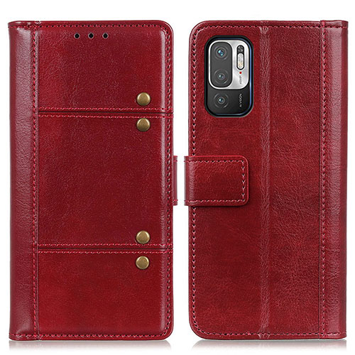 Leather Case Stands Flip Cover Holder M06L for Xiaomi Redmi Note 10 5G Red