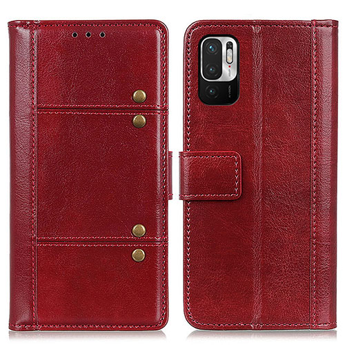 Leather Case Stands Flip Cover Holder M06L for Xiaomi Redmi Note 10 JE 5G Red