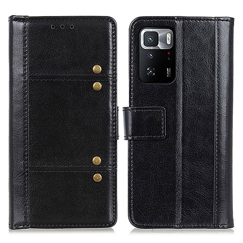 Leather Case Stands Flip Cover Holder M06L for Xiaomi Redmi Note 10 Pro 5G Black