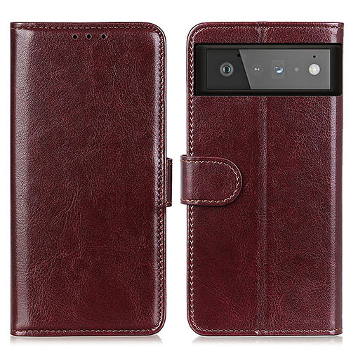 Leather Case Stands Flip Cover Holder M07L for Google Pixel 6 5G Brown