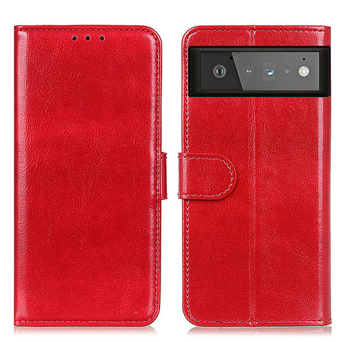 Leather Case Stands Flip Cover Holder M07L for Google Pixel 6 5G Red