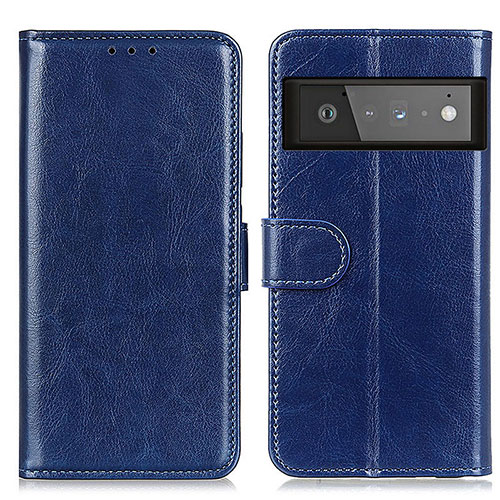 Leather Case Stands Flip Cover Holder M07L for Google Pixel 6 Pro 5G Blue