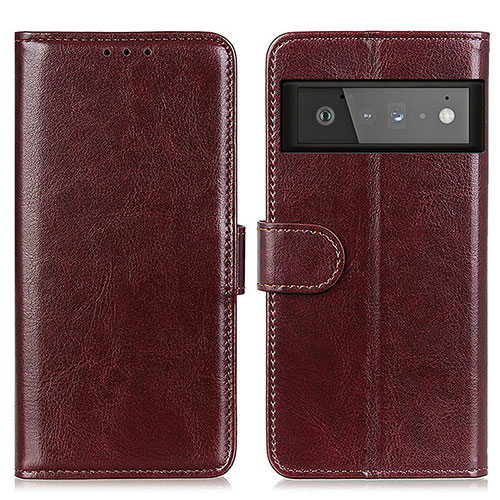 Leather Case Stands Flip Cover Holder M07L for Google Pixel 6 Pro 5G Brown