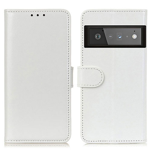 Leather Case Stands Flip Cover Holder M07L for Google Pixel 6 Pro 5G White