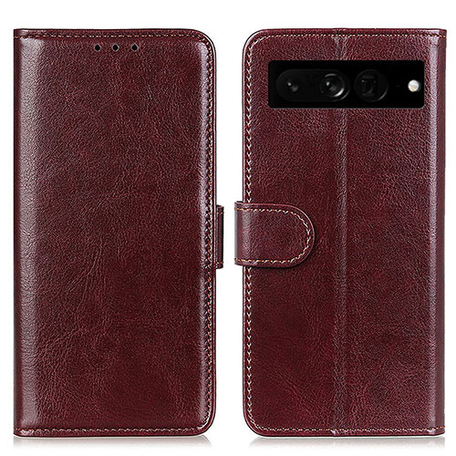 Leather Case Stands Flip Cover Holder M07L for Google Pixel 7 Pro 5G Brown