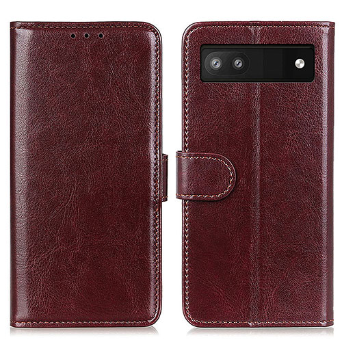 Leather Case Stands Flip Cover Holder M07L for Google Pixel 7a 5G Brown