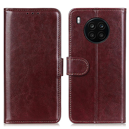 Leather Case Stands Flip Cover Holder M07L for Huawei Honor 50 Lite Brown